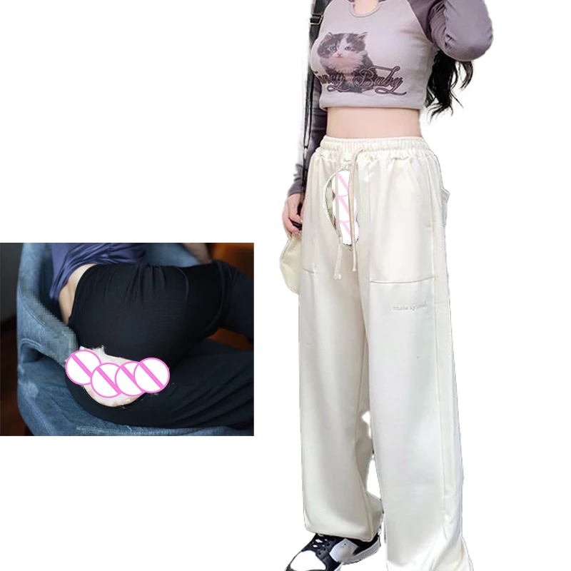 

Invisible Open Crotch Outdoor Sex Pants Y2K Streetwear Women Sweatpants Wide Leg Pants Casual Sports Trousers Push Up Leggings