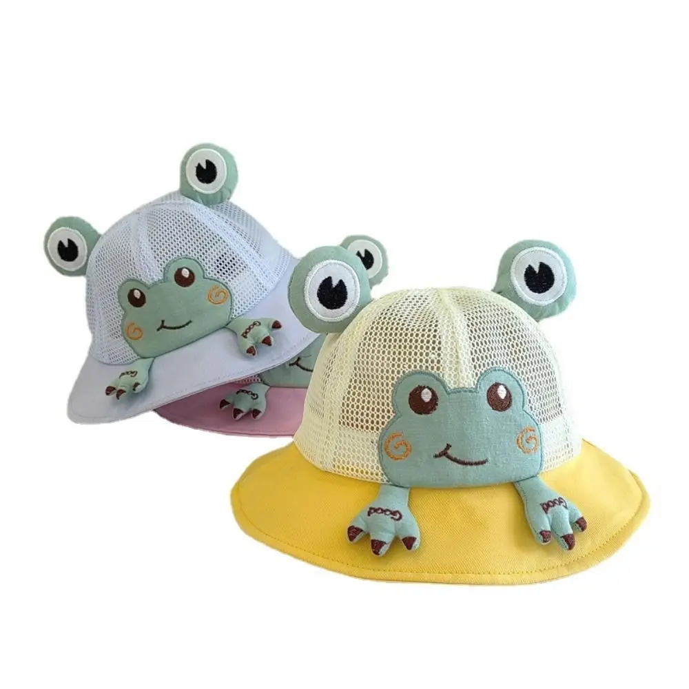 Cartoon Frog Fisherman Hats Cute Thin Breathable Mesh Sunscreen Cap Bucket Hat Toddler