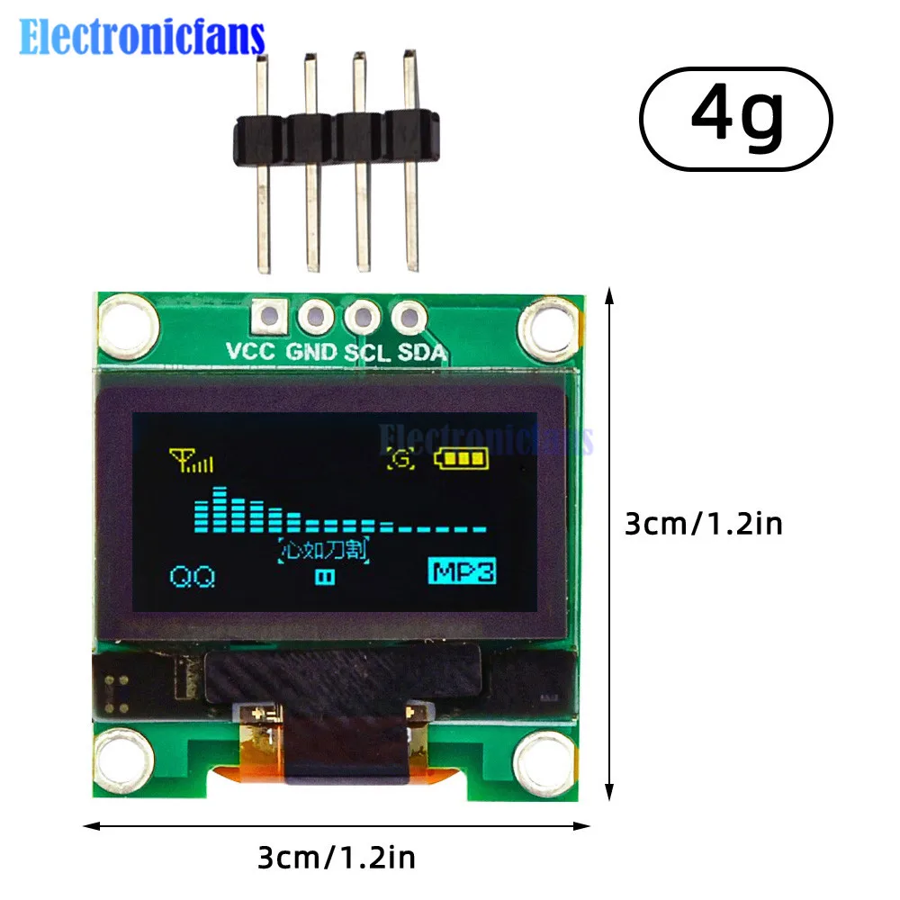 0.96Inch OLED Display Module IIC I2C Serial 128X64 Resolution Driver White Blue Yellow Blue Dual Display Screen with Pin