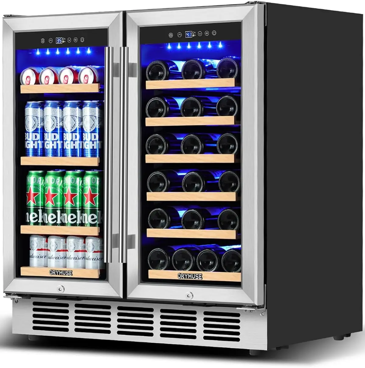 Wine and Beverage Refrigerator 30 Inch, Beverage Fridge Dual Zone with Upgraded Cooling