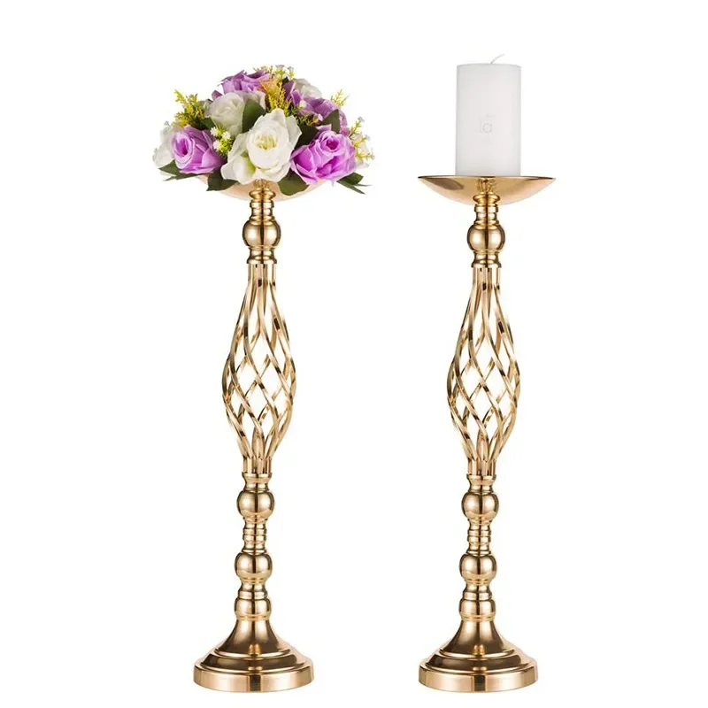 10 Stück Goldene Blumenvasen, Kerzenständer, Deko-Ständer für Hochzeiten, Partys, Events, Tischdekoration, Säulenkerzenhalter – Detail 14