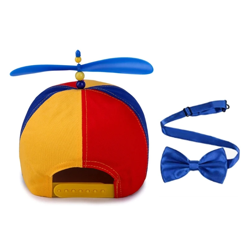 Rainbow Propeller Baseball Caps with Bow Tie Performances Hat for Christmas Children Outdoor Adjustable Duckbill Caps