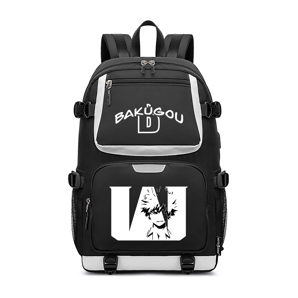 My Hero Academia School Bags Oxford Bookbag Bakugou Katsuki Travel Backpack USB Charging Laptop Daypack Anime Shoulder Bags