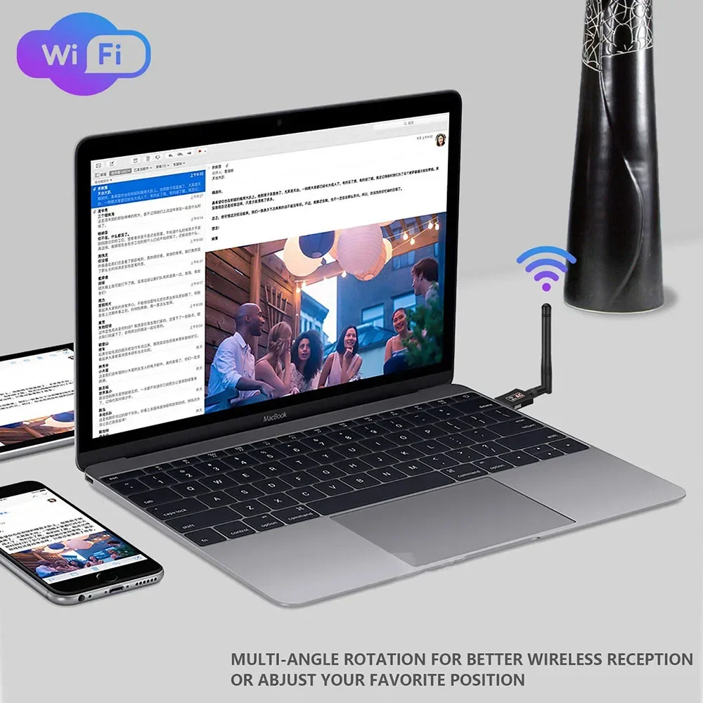 AC 600M Faster Wireless WIFI USB Adapter Dual Band Wireless USB Dongle Antenna Network Adapter For Tablet Laptop Destop PC