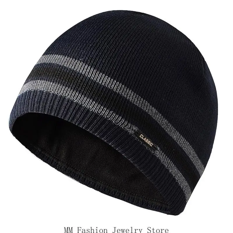 Knit Winter Hat with Fleece Lined Warmth, Ribbed Brimless Cap Warm Pullover Cap for Adults, Teens, Travel and Everyday D0UB