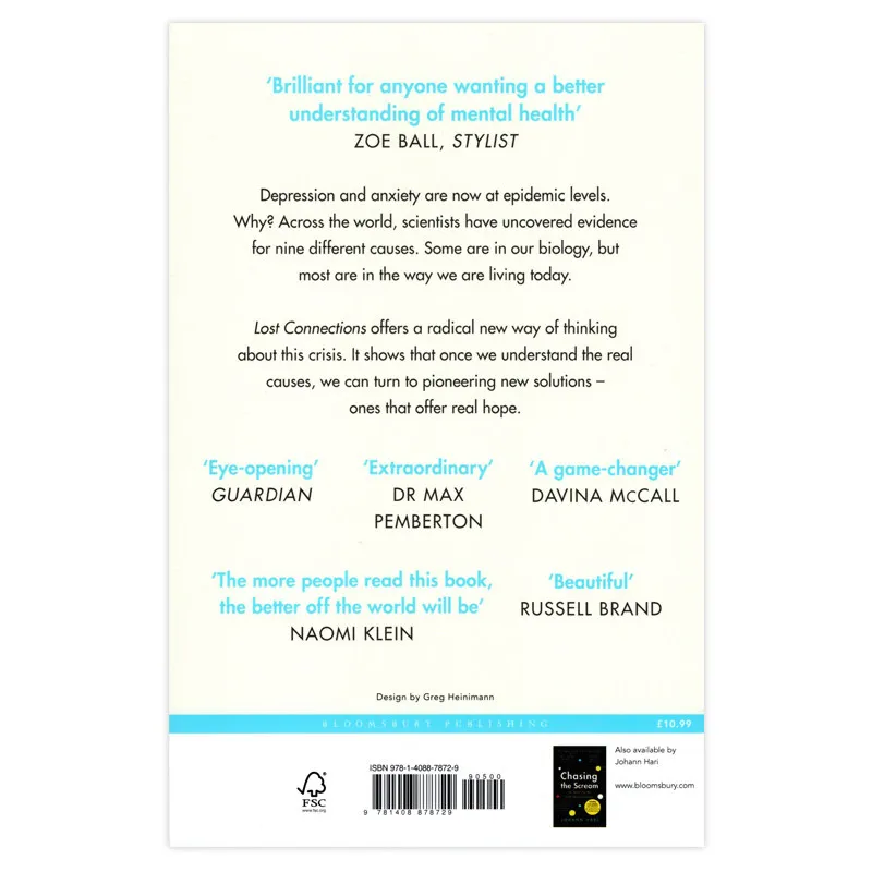 Lost Connections By Johann Hari Why Youre Depressed And How To Find Hope Mental Health Psychology Self Help Book