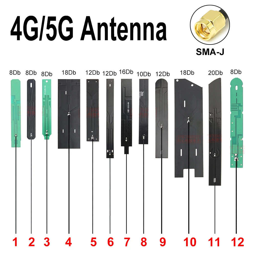 

2pcs SMA-J 5G PCB Antenna 4G 3G GSM Internal High gain Full band 600-6000Mhz SMA Male 5G Wide Range For 5G Router Wifi