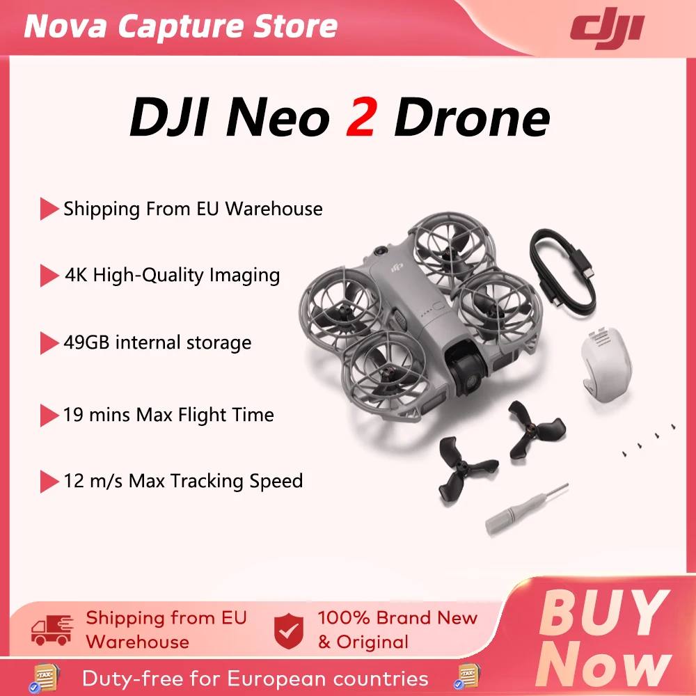 Dron DJI Neo2 con Cámara, Video 4K Estabilizado, 151g Ligero y Portátil, Protector de Hélices de Cobertura Total, Neo 2 C0 7