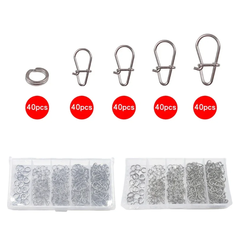 200 Lure Pin Set Gourd Pin Enhanced Pin + Flattened Double Circle Fishing Gear Connector