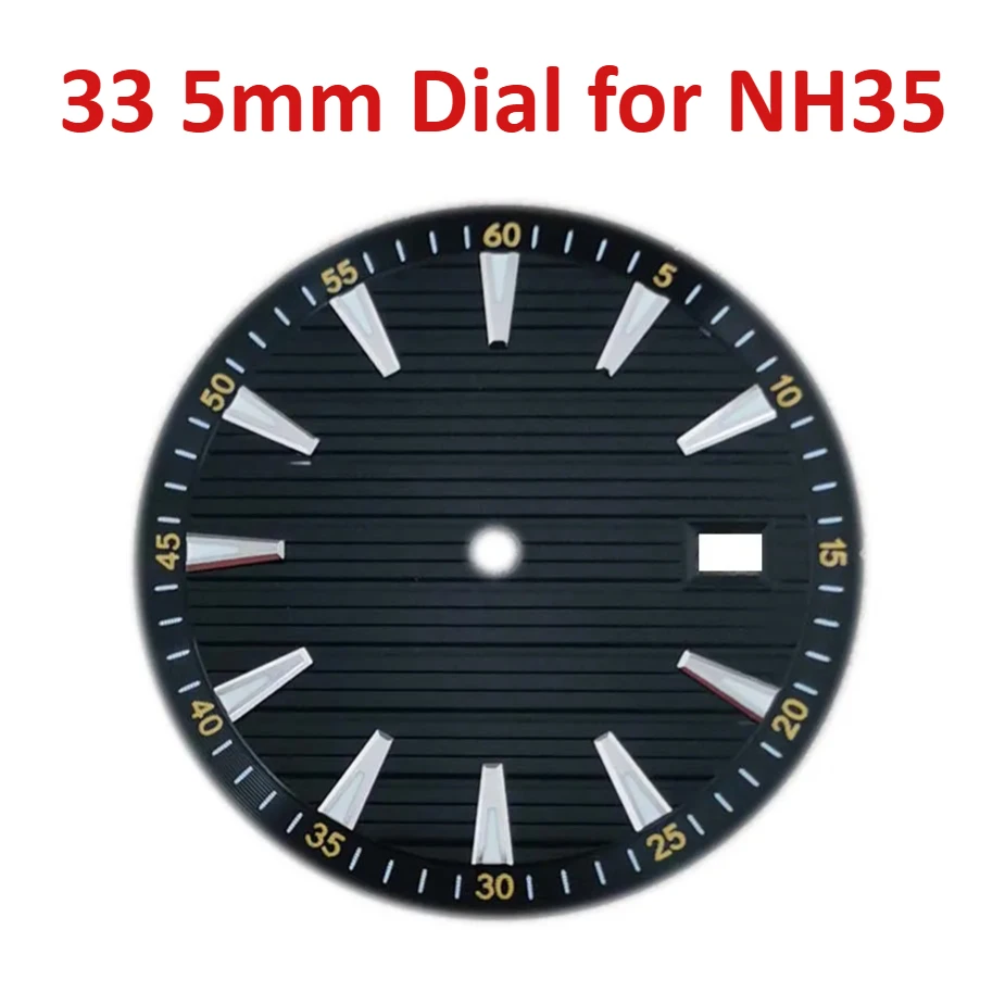 

33 5mm Dial NH35 for NH36A/4R/7S Movement with Green Luminous Replacement Watches Parts Nh36a Watch Dial 33.5mm