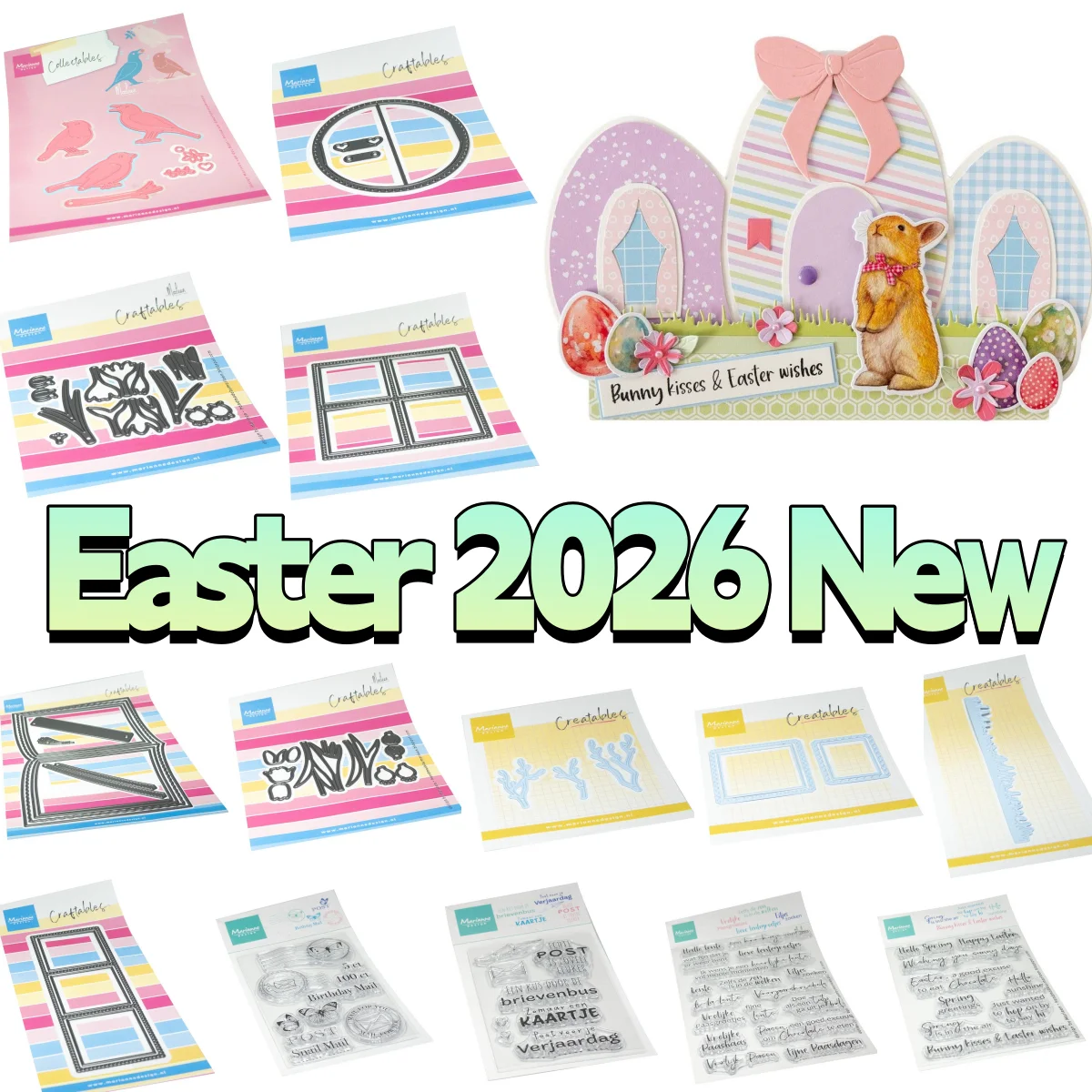 

Easter Birds Open book Tulip Crocus Grass border twigs Postmark Metal Cutting Dies Clear Stamps for DIY Scrapbook March 2026 New