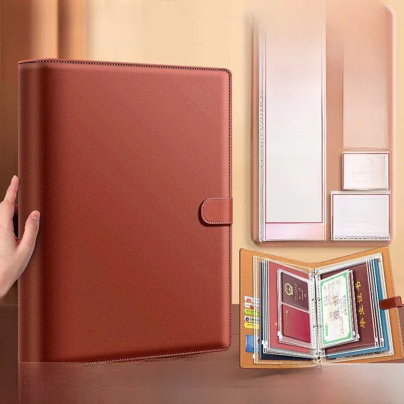 thickened-leather-surface-document-storage-folder-pages-holder-certificate-file-bag-home-identification-protection-cover