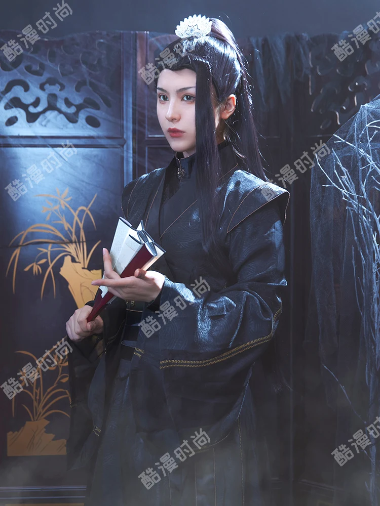 

Костюм Heaven Official's Blessing Hexuan Cos, Tian Guan Ci Fu, одежда для косплея, черный ханьфу, древние китайские костюмы, парик, аниме