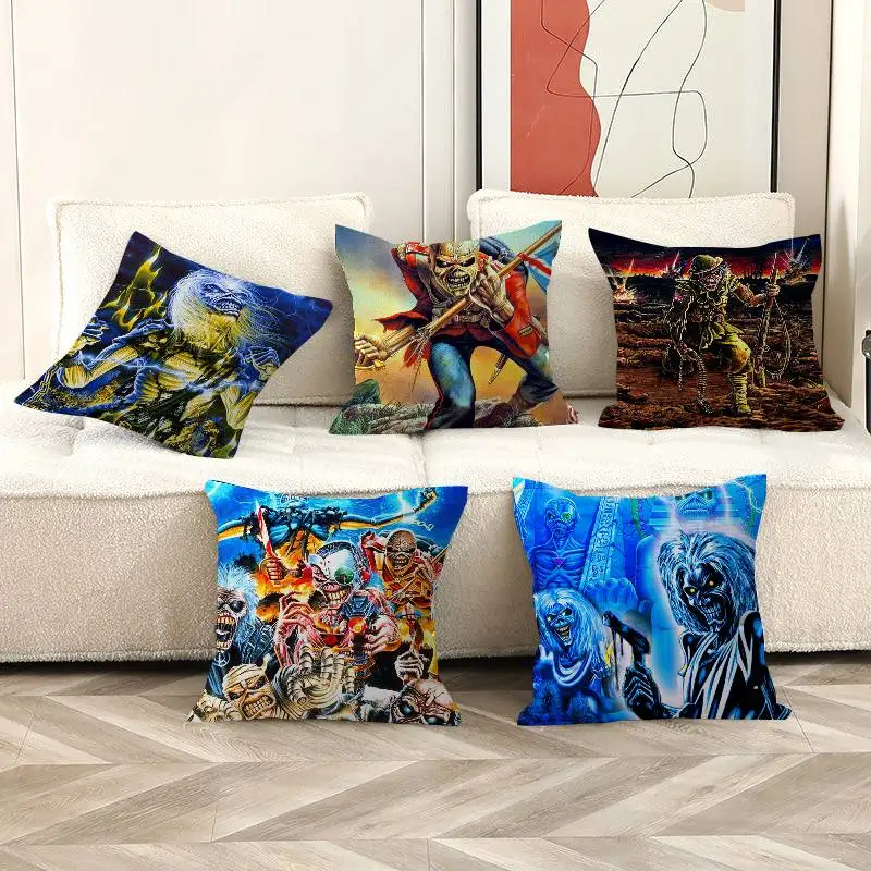 

Heavy Metal I-Iron M-Maidenes Band Cushion Cover Pillowcase Upholstery Sofa Throw Pillow Home Decor Pillowcas