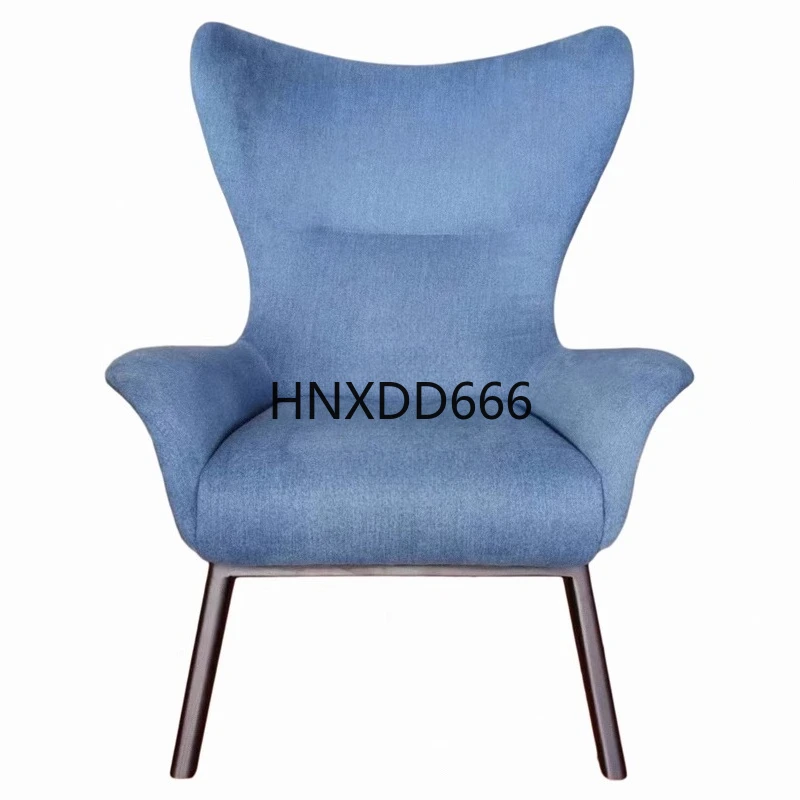 

Nordic fabric solid wood single sofa chair light luxury hotel lounge chair