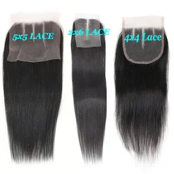2x6 5x5 HD Lace Closure Transparent Lace Frontal Closure Only Vietnamese Virgin Hand Tied Bone Straight Human Hair Closure