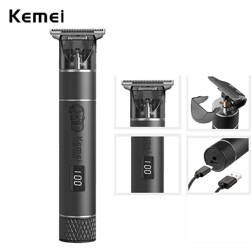 0mm Cordless Close Cutting T-blade Trimmer KM 1943 Type-C Kimi Shaver Mower Household Zero Gapped Hair Clipper Finishing Machine