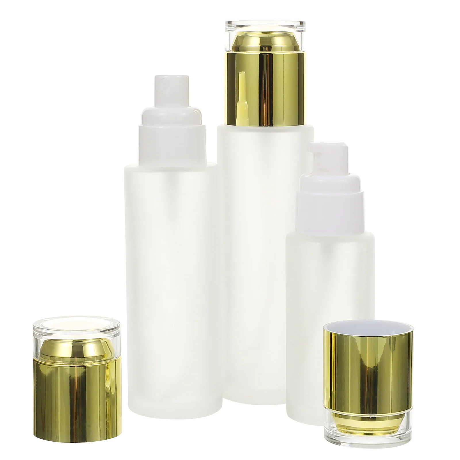 

3Pcs Portable Travel Bottles Frosted Glass Lotion Containers Dispensers Shower Gel Subpackaging Bottles