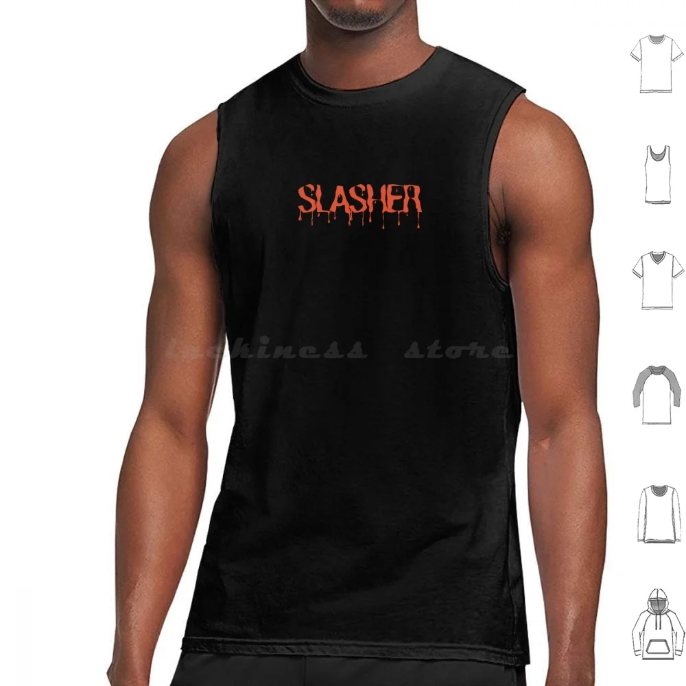 Slasher Horror Tank Tops Vest Sleeveless Slasher Horror Blood Red Death Movie Game Jason Killer Serialkiller Serial Scary