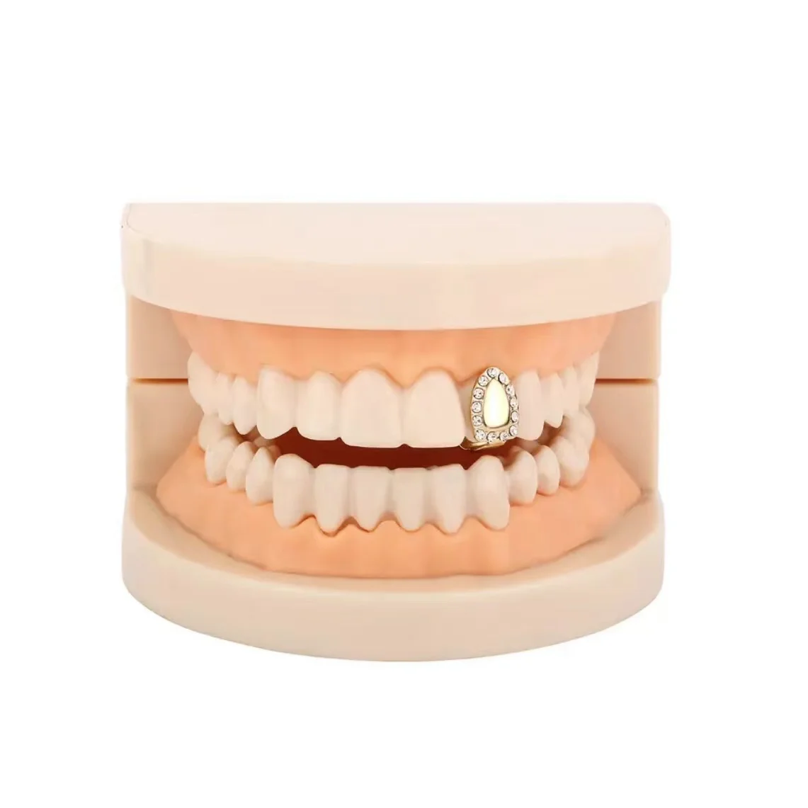 RACHELZ Hip Hip Single Colors Zircon Teeth Grillz 14K Gold Plated CZ Stone Tooth Caps Dental Grills For Women Men Jewelry