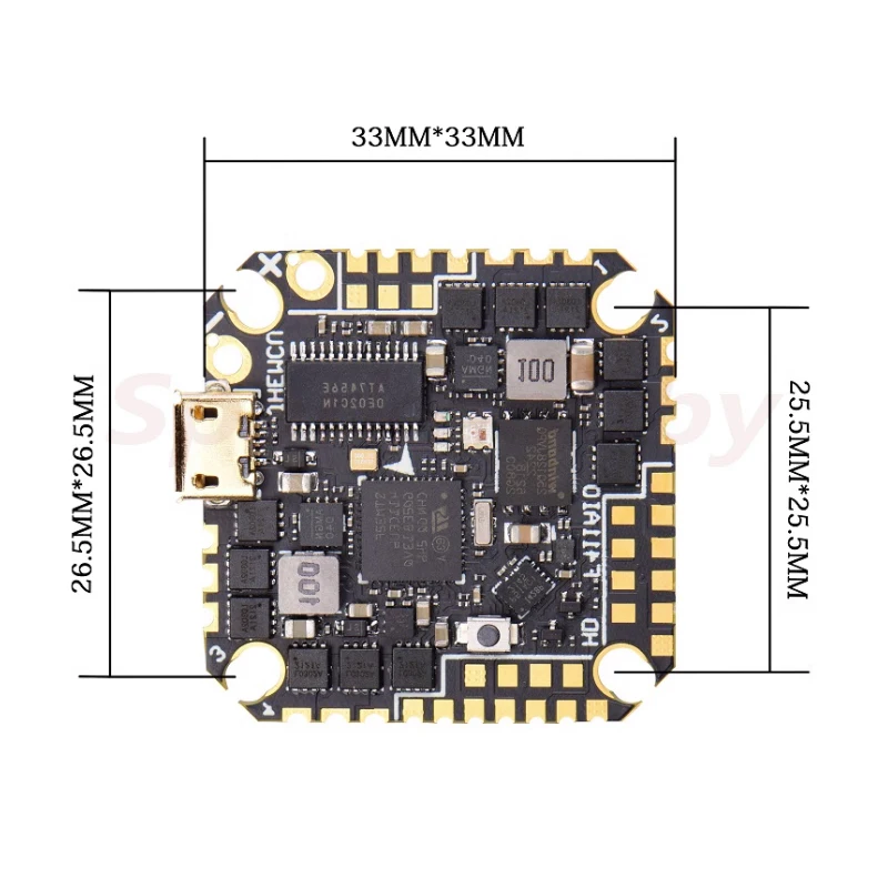 JHEMCU GHF411AIO HD 42688-P F4 AIO Flight Controller 4 in1 40A BLheli_S 3~6S Lipo Brushless ESC For Toothpick Drones FPV Racing