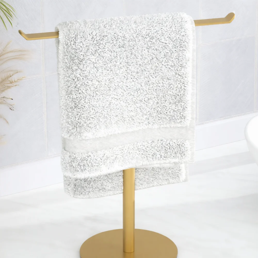 Stainless Steel T Shaped Hand Towel Stand Modern Countertop Organizer No Drill Bathroom Towel Holder Storage Shelf Rack
