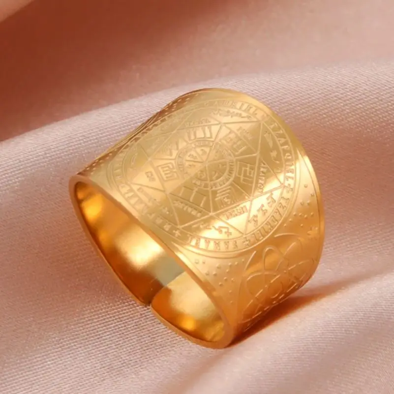 Dawapara Seal of The Seven Archangels Secret of Universe Ring Solomon Kabbalah Amulet Talisman Stainless Steel Jewelry