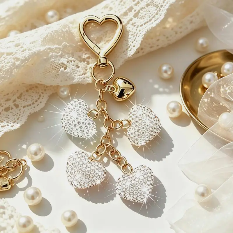Kristall-Bling-Taschenanhänger, ästhetisches Handtaschen-Accessoire, Autoschlüsselanhänger, süßes Geschenk für Frauen und Mädchen, Taschen-Ersatzteile – Detail 6