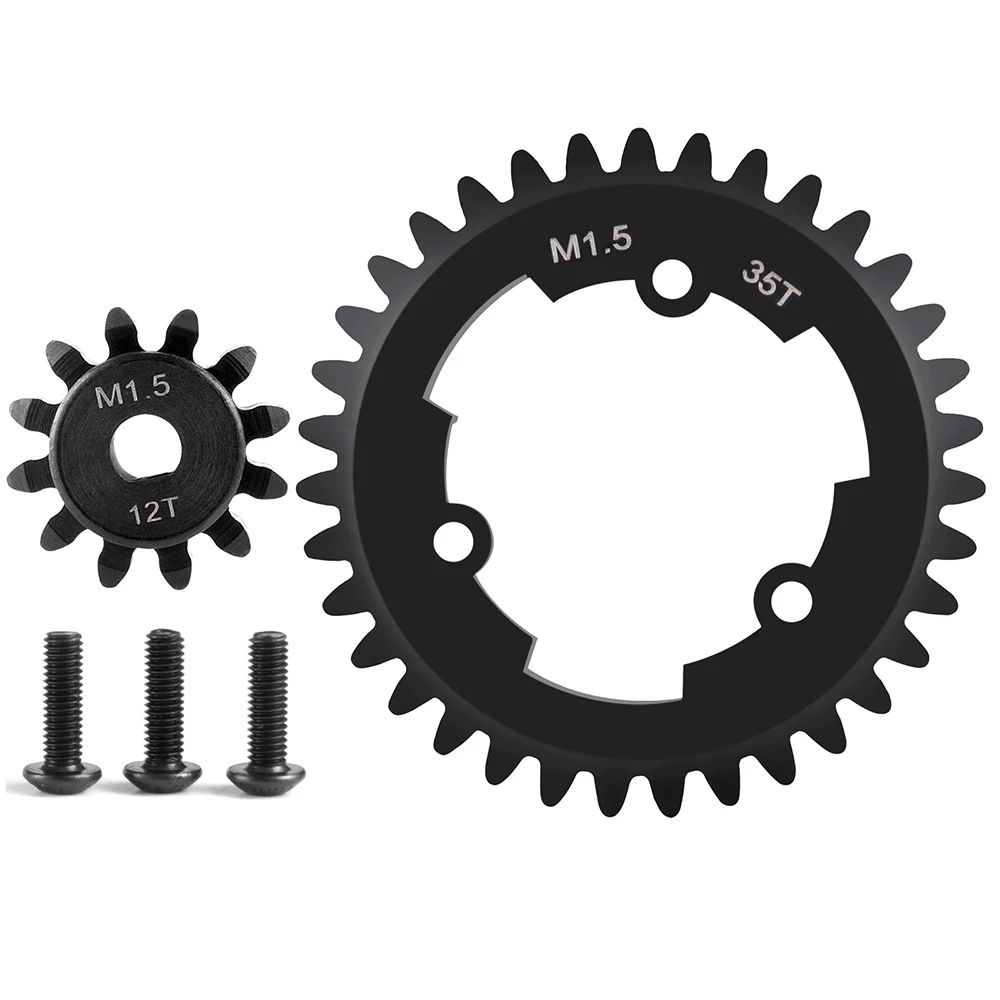 AXSPEED 40CR Steel 1.5M 35T Spur Gear and 12T Pinion Motor Gears for 1/5 X-MAXX 6S 8S MONSTER TRUCK Upgrade Parts