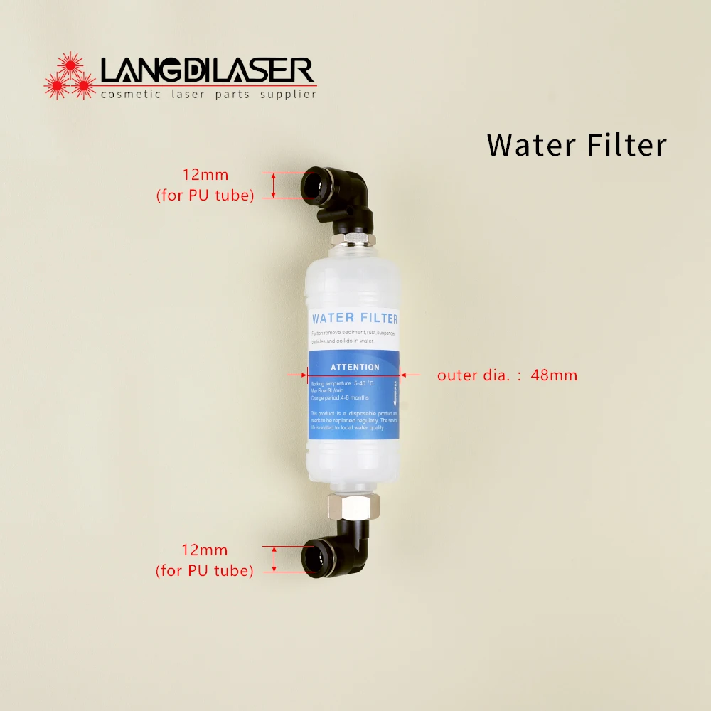 Diode Laser System Water Filter With PP Cotton For Install  D10 & D12 PU Tube