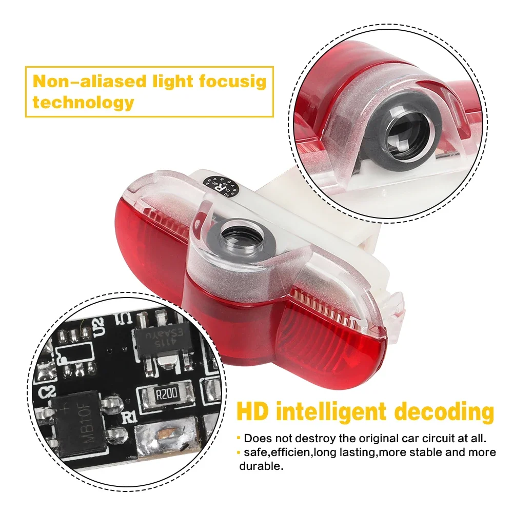 시트 알함브라 7M 레온 1M MK1 톨레도 1M MK2 LED 자동차 도어 프로젝터 웰컴 경고등 3D 고스트 섀도우 라이트 액세서리 2개