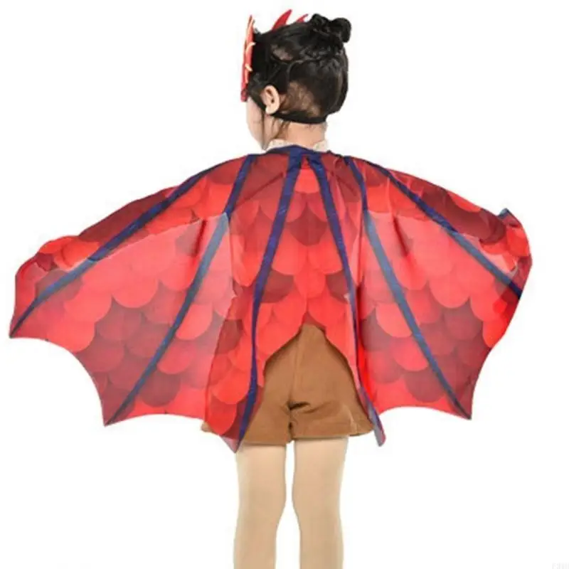 إكسسوارات Cosplay Dinosaur Dragon Wing Cloak وقناع Boy Girl Halloween F3MD