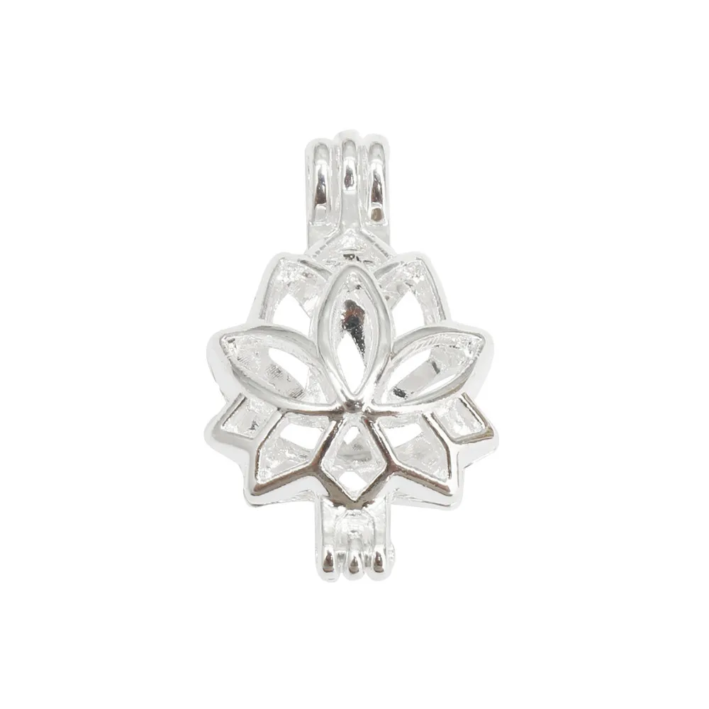 10pc Colourful Pearl Cage Locket Pendants Vintage Aromatherapy Lotus Essential Oil Diffuser Necklace Charms For DIY Jewelry