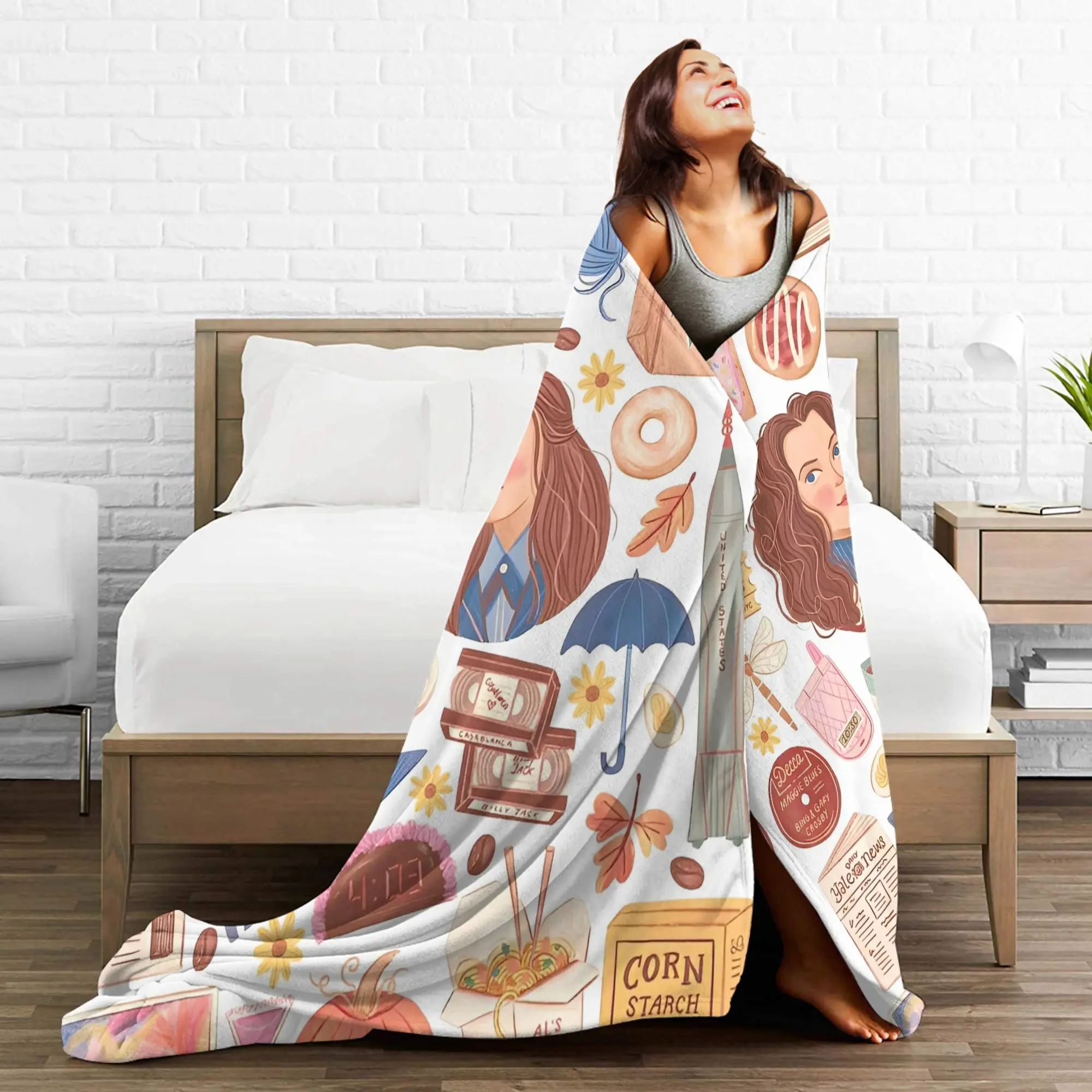 جيلمور بنات لورلياي روري بطانية محبوكة الفانيلا المسلسلات التلفزيونية لينة رمي البطانيات للطائرة السفر لحاف تنفس #3