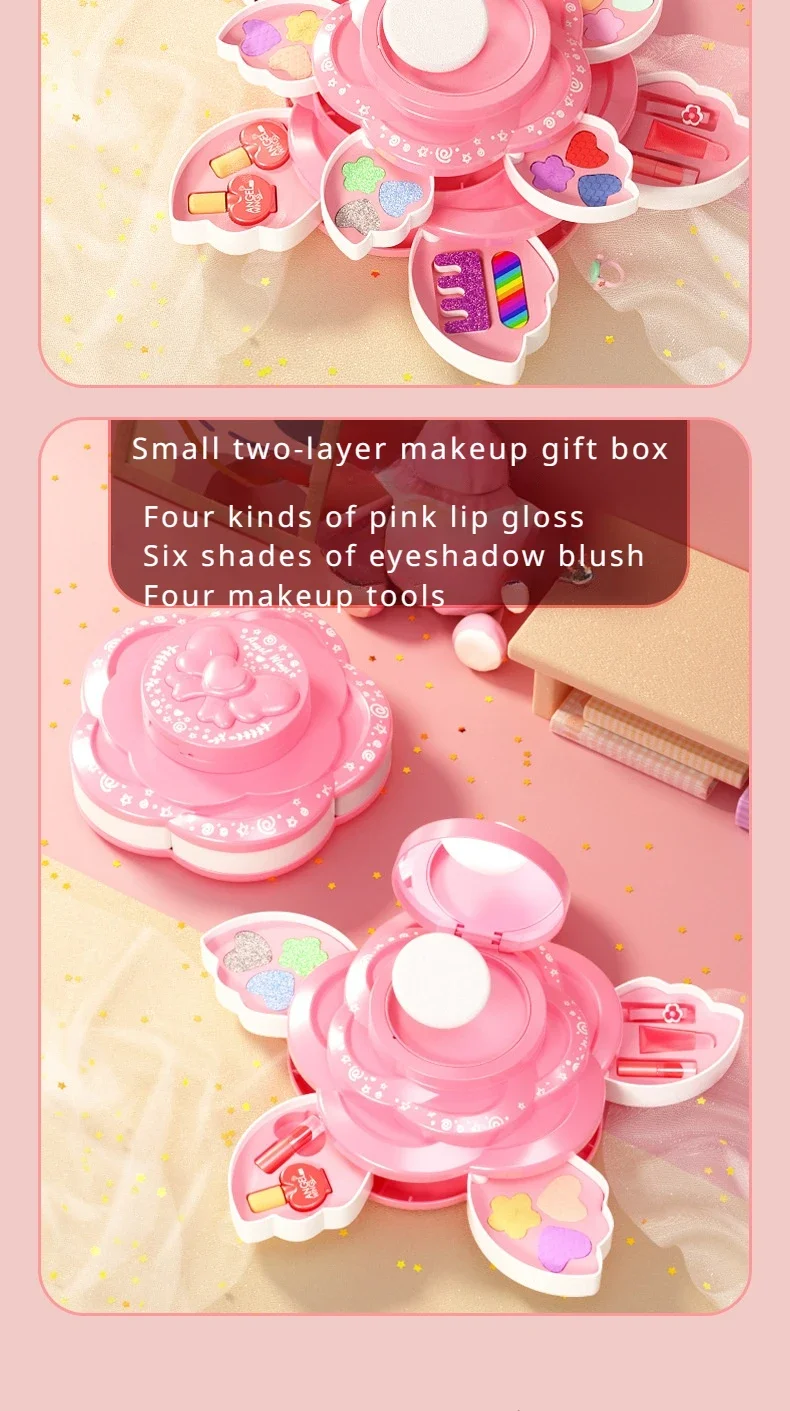 Make-up-Box mit Drehöffnung, Kosmetikspielzeug für kleine Mädchen, Prinzessinnen-Make-up-Set zur Förderung von Kreativität und Fantasie – Detail 12