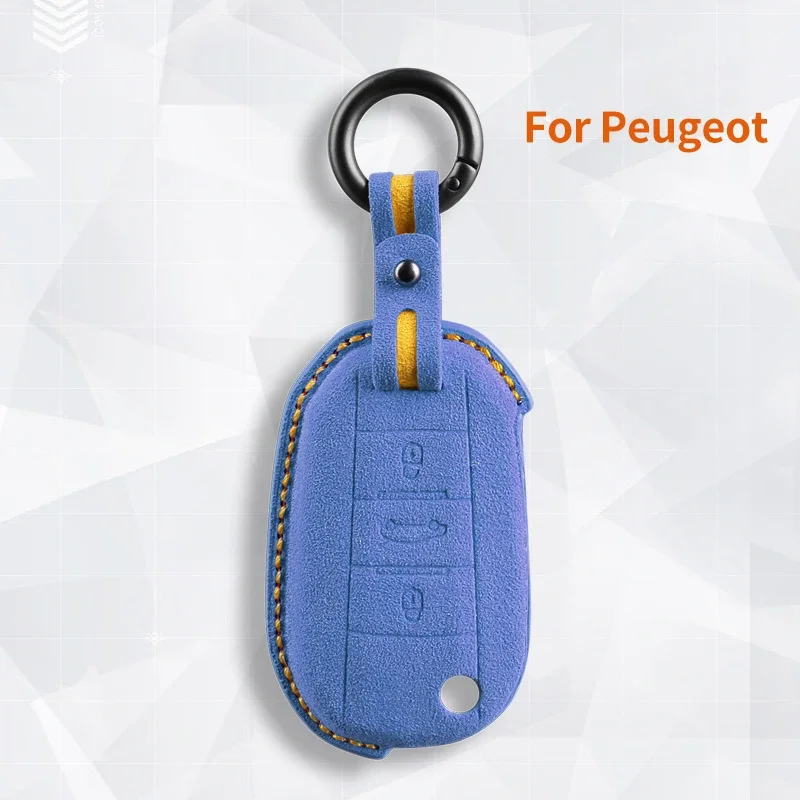 For Peugeot 208 308 408 508 2008 3008 4008 5008 For Citroen C3 C4 CACTUS C6 C8 Flip Car Key Case Shell Keychain Luxury Suede