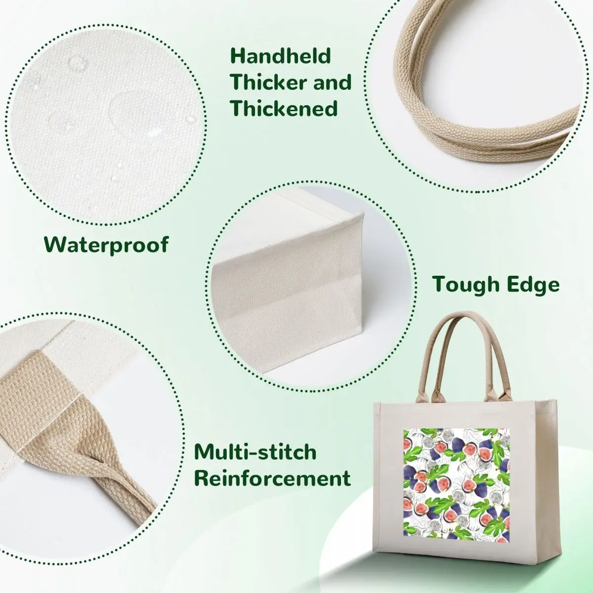 Figs pattern design Tote Bag Handbags bag for beach reusable grocery bags shopping bag logo