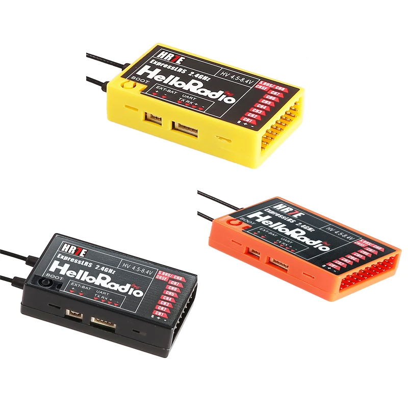 HelloRadio HR7E 8CH ELRS 2.4G / HR7C 8CH D8/D16/SFHSS PWM-voeding DC 4,5-7,4 V-ontvanger Dubbele antenne Vliegtuig met vaste vleugel