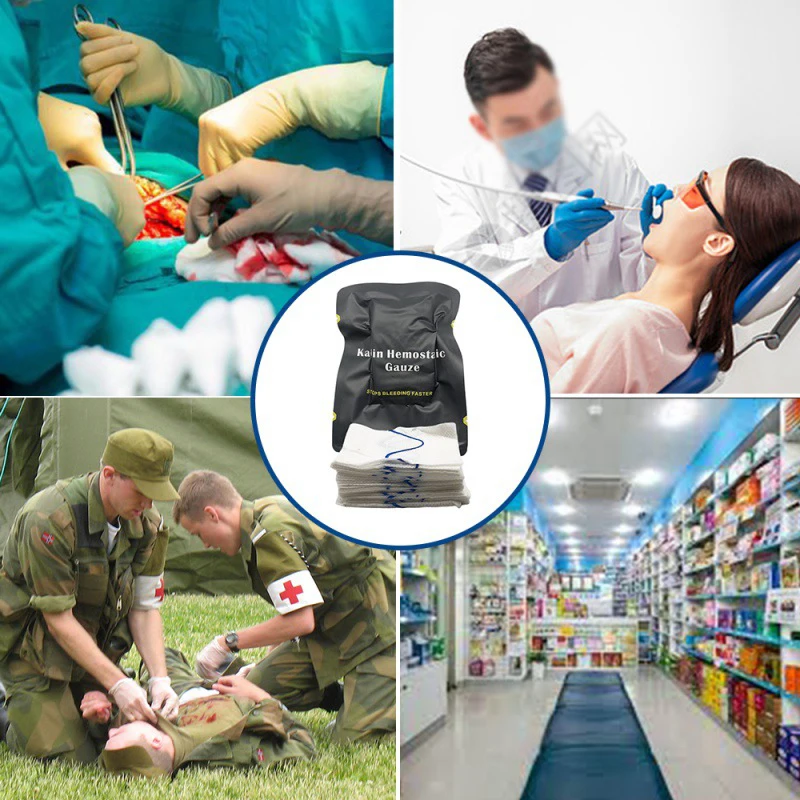 Combat Emergency Trauma Hemostatic Kaolin Gauze For Tactical Military First Aid Kit Medical Wound Dressing