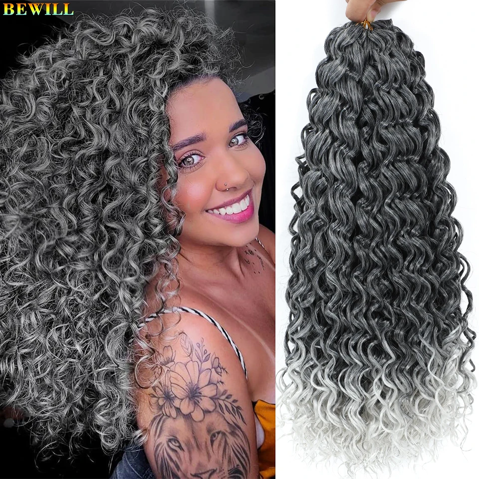 BEWILL GoGo Curl Häkelhaar 14 18 Zoll Wasserwelle Strand Curl Häkelhaar Ombre Synthetische böhmische Zöpfe Haarverlängerungen 1B – Detail 15