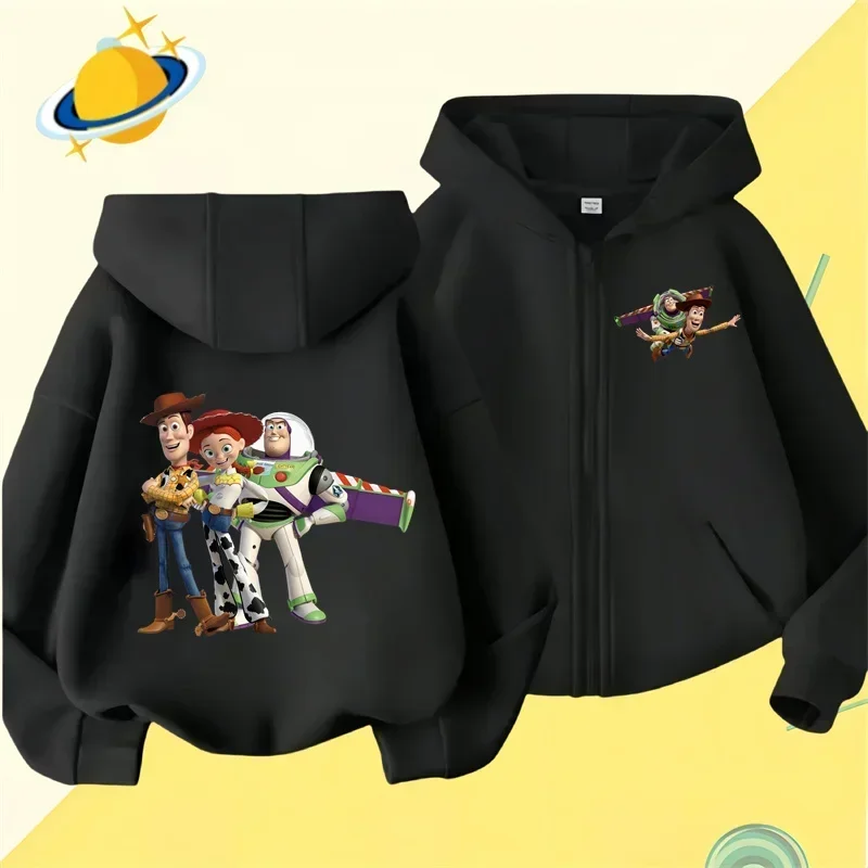 Toy Story Kids Zipper Hoodie Cartoon print Autumn Winter long-sleeved sweatshirt Casual top Boys girls Kawaii clothing