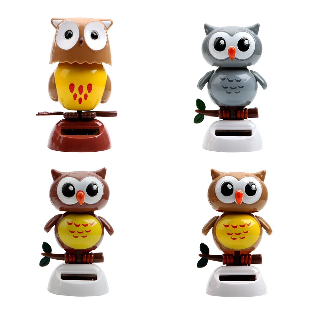 Cute Owl Birds Dashboard Decoration Auto Accessories Gift Swing Doll Dancing Shaking Head Car Styling Solar Powered