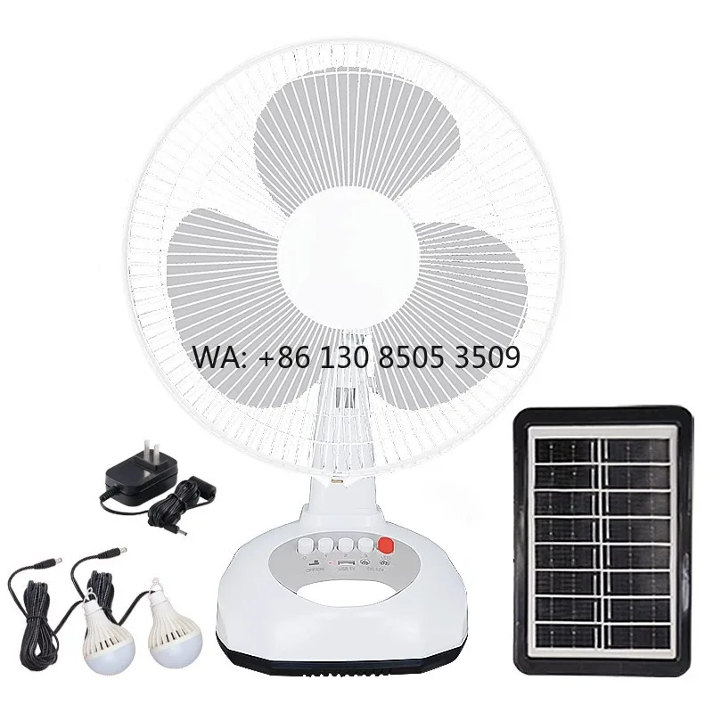 

AC DC 12v Cooling Rechargeable Solar Table Fan 12/16 Inch Home Light System TV and Solar Fan Lithium Battery Long HELIOS 3 Gears