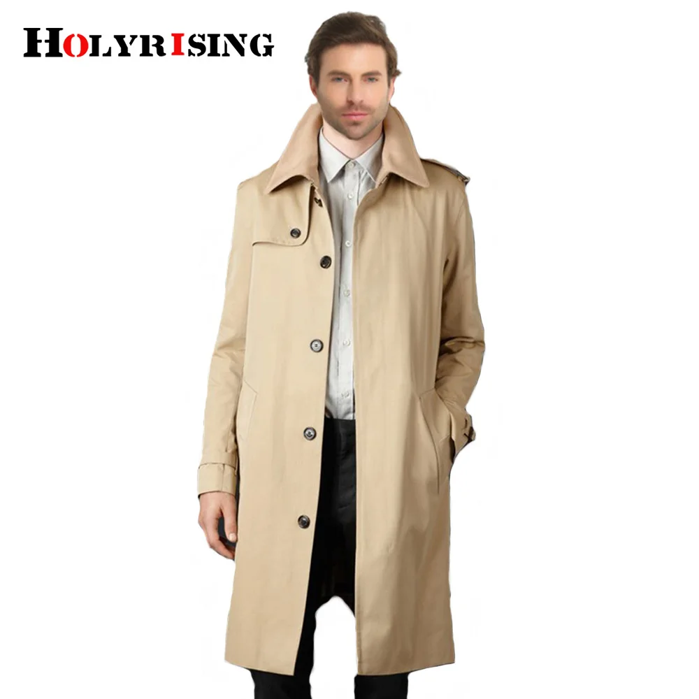 

Holyrising Trench Coat Men Casual Masculino Overcoat Slim Long Greatcoat Single Button Windbreak Comfortable Size S-9XL 18360-5