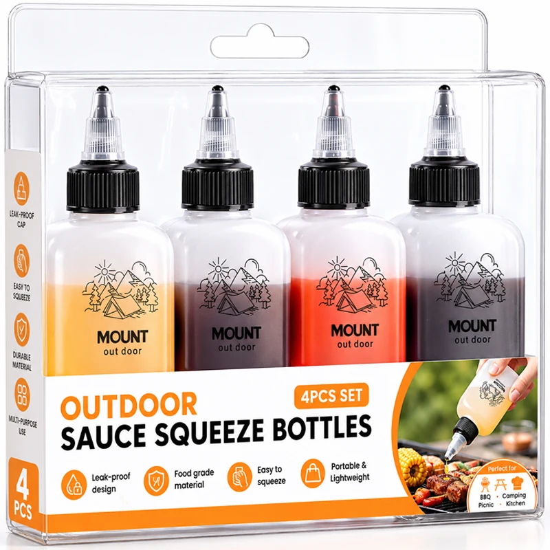 Outdoor Camping and Barbecue Olive Oil Bottle with Tapered Spout and Leak-Proof Seal Portable Seasoning Dispenser Bottle 1-4pcs