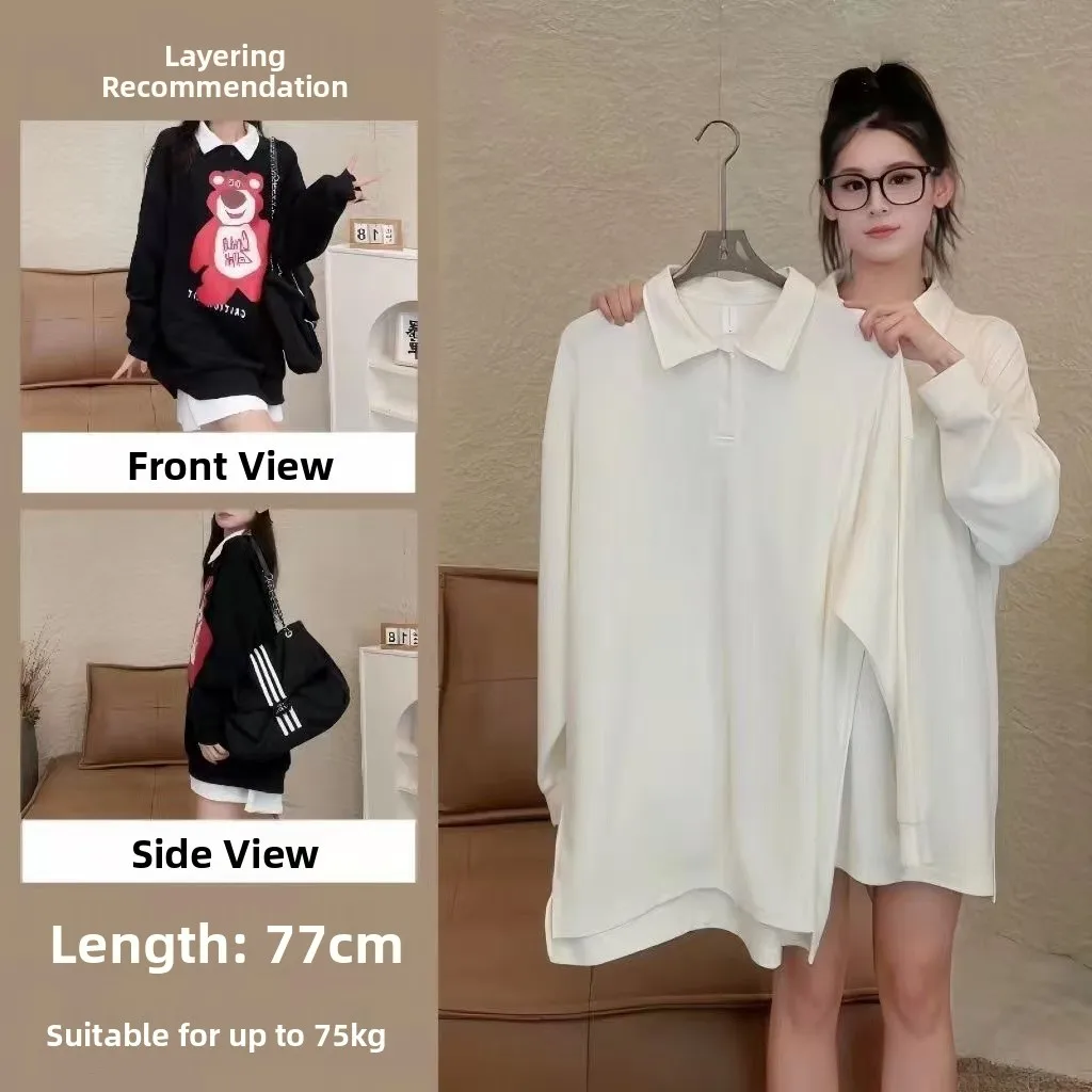 

Толстовка больших размеров Ne, трикотаж, базовый слой, одежда с перекрытием, осень-зима, свободная внутренняя одежда средней длины, топ для женщин