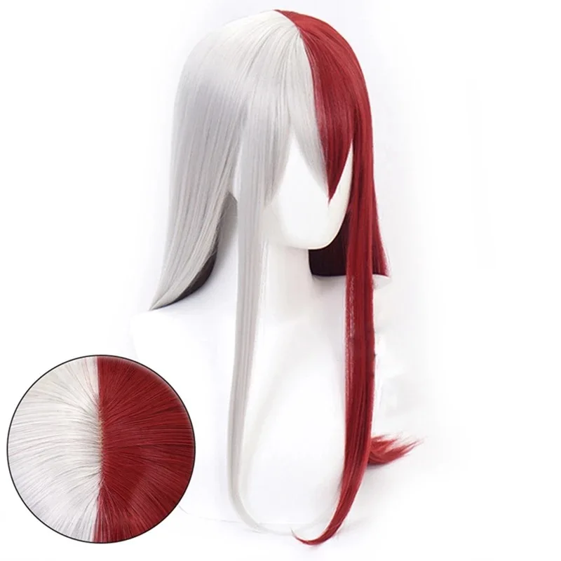 Peluca larga de My Hero Academia Todoroki Shoto para niña, Cosplay de Anime, disfraces Unisex, accesorios de pelo, Boku No Hero Academia, vestido de fiesta