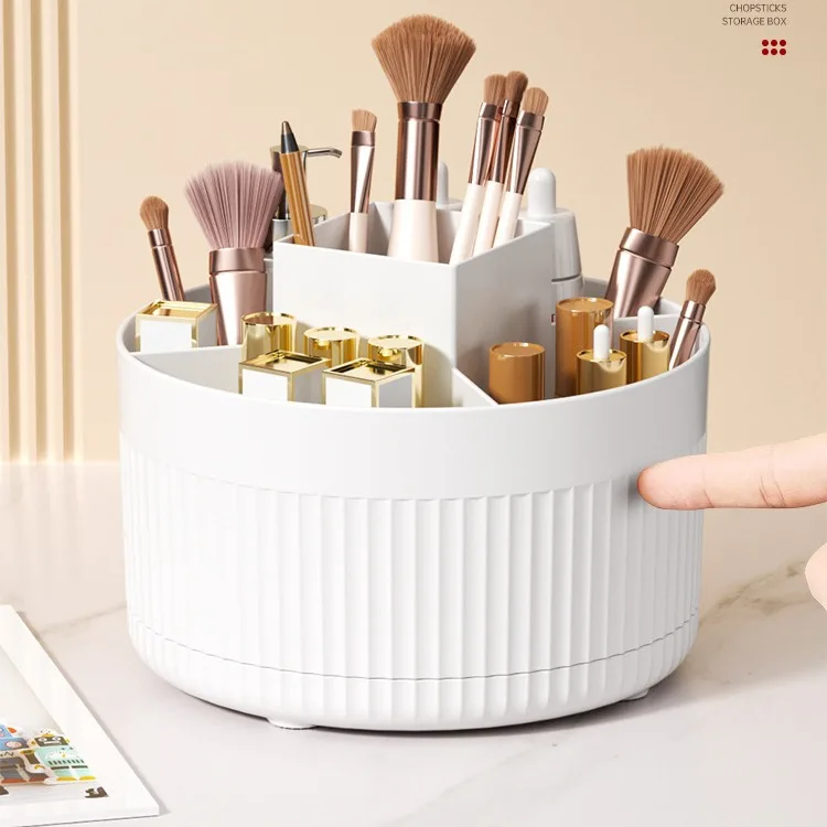 360 °   Rotierende Make-up-Box für Desktop-Organizer, Schmuck, Kosmetikpinselhalter, Lippenstift, Augenbrauenstifthalter, Aufbewahrung von Schreibwaren