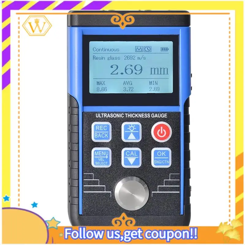 

Latest-Ultrasonic Thickness Gauge Paint Thickness Tester 1.0-350Mm Suitable Forvarious Materials Digital LCD Display