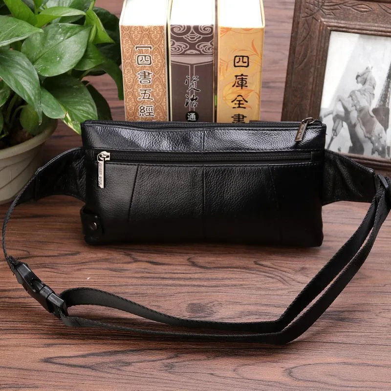 Men Genuine Leather Waist Fanny Pack Sling Chest Bags Pouch Travel Climb Cross Body Bags Natural Skin Male Hip Bum Belt Bags